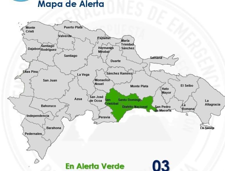Indomet prevé aguaceros hasta la madrugada; COE coloca tres demarcaciones en alerta verde