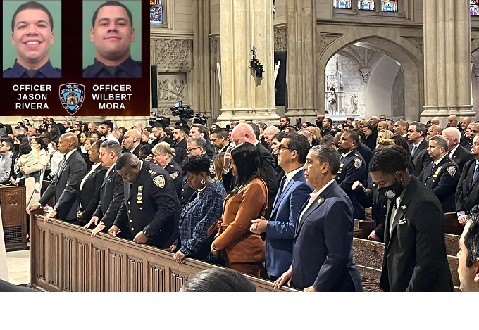 Cientos asisten a Catedral NY a recordar policías dominicanos asesinados hace un año